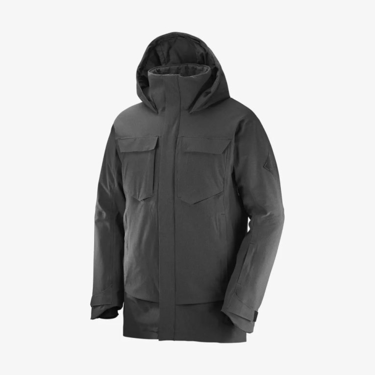 Black Salomon Stance Cargo Insulated Hooded Men's Ski Jackets | PH 96735Z